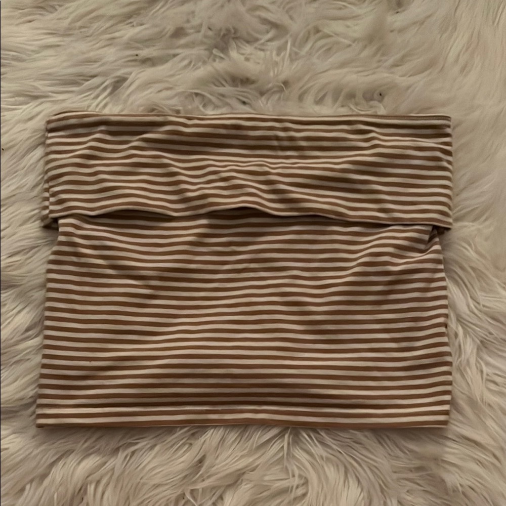 Striped Foldover Tube Top